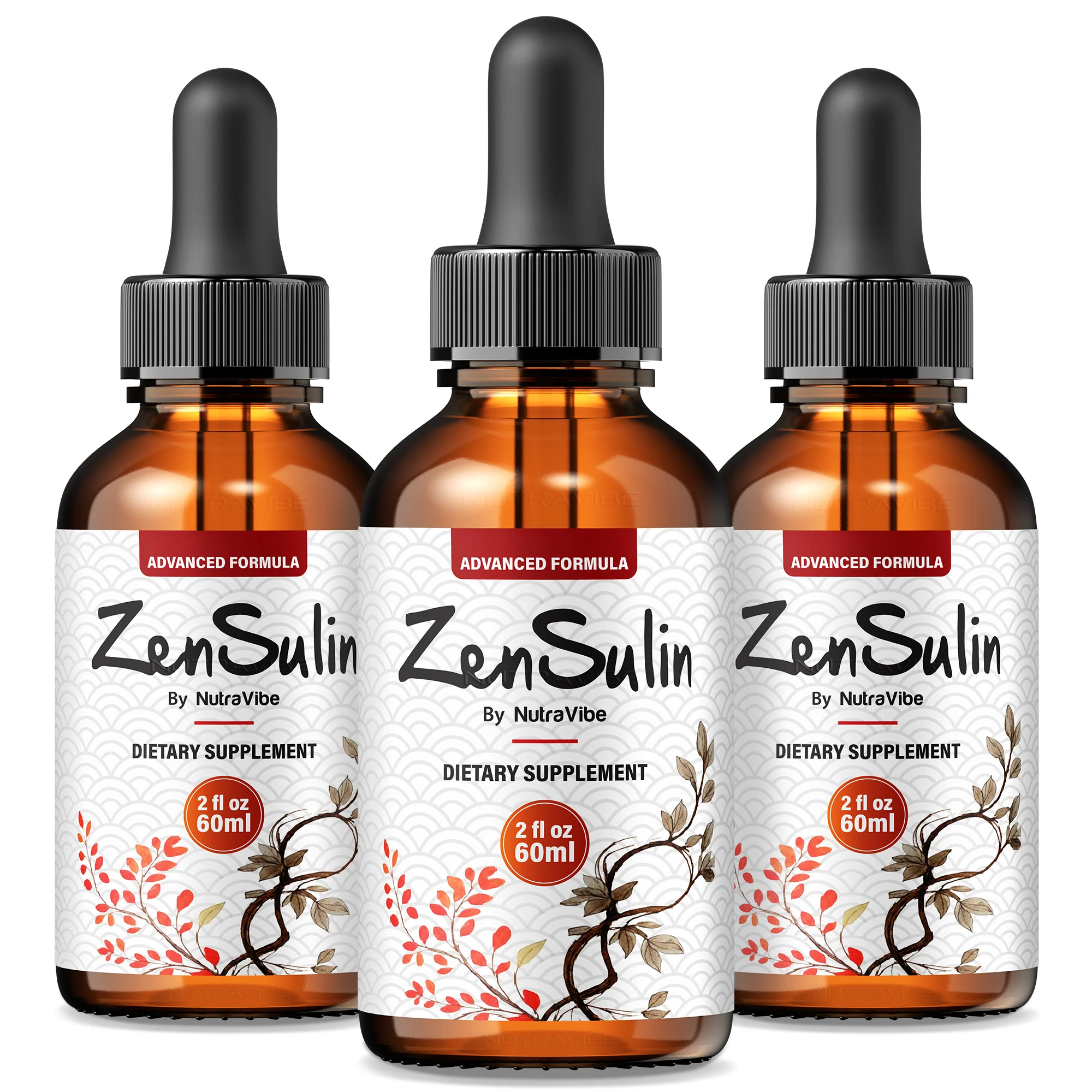 Three ZenSulin dietary supplement bottles