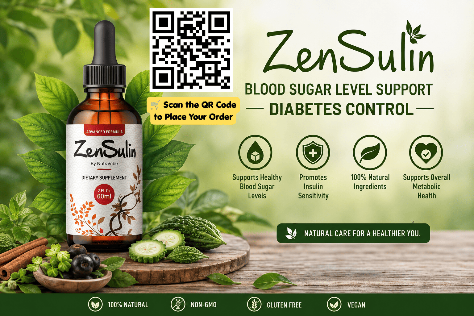ZenSulin natural blood sugar level support supplement with green botanicals